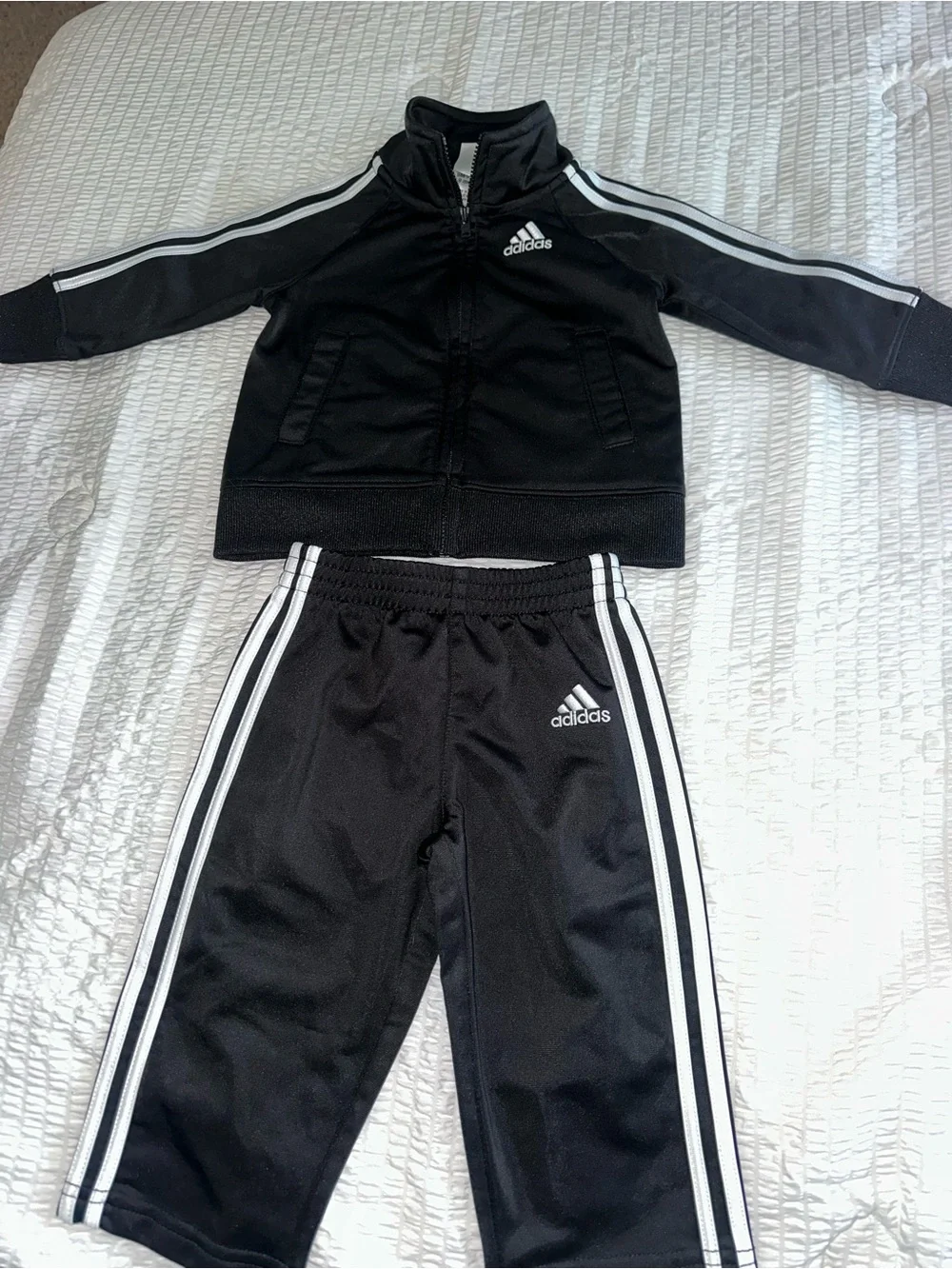adidas Black & White Kids Track Jacket and Pants Set